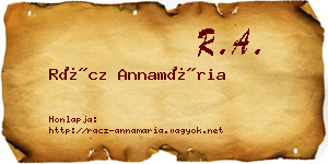 Rácz Annamária névjegykártya